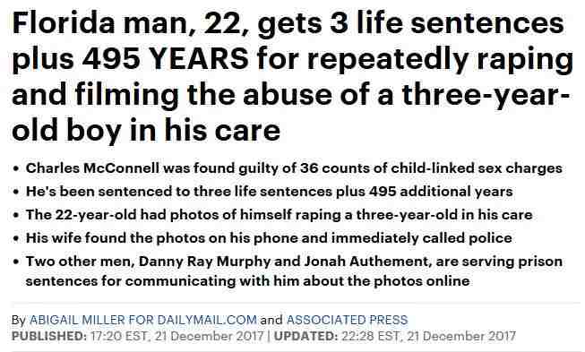 美国禽兽爸爸强奸3岁的亲生儿子，还分享性侵照片，被判495年监禁！ - 1